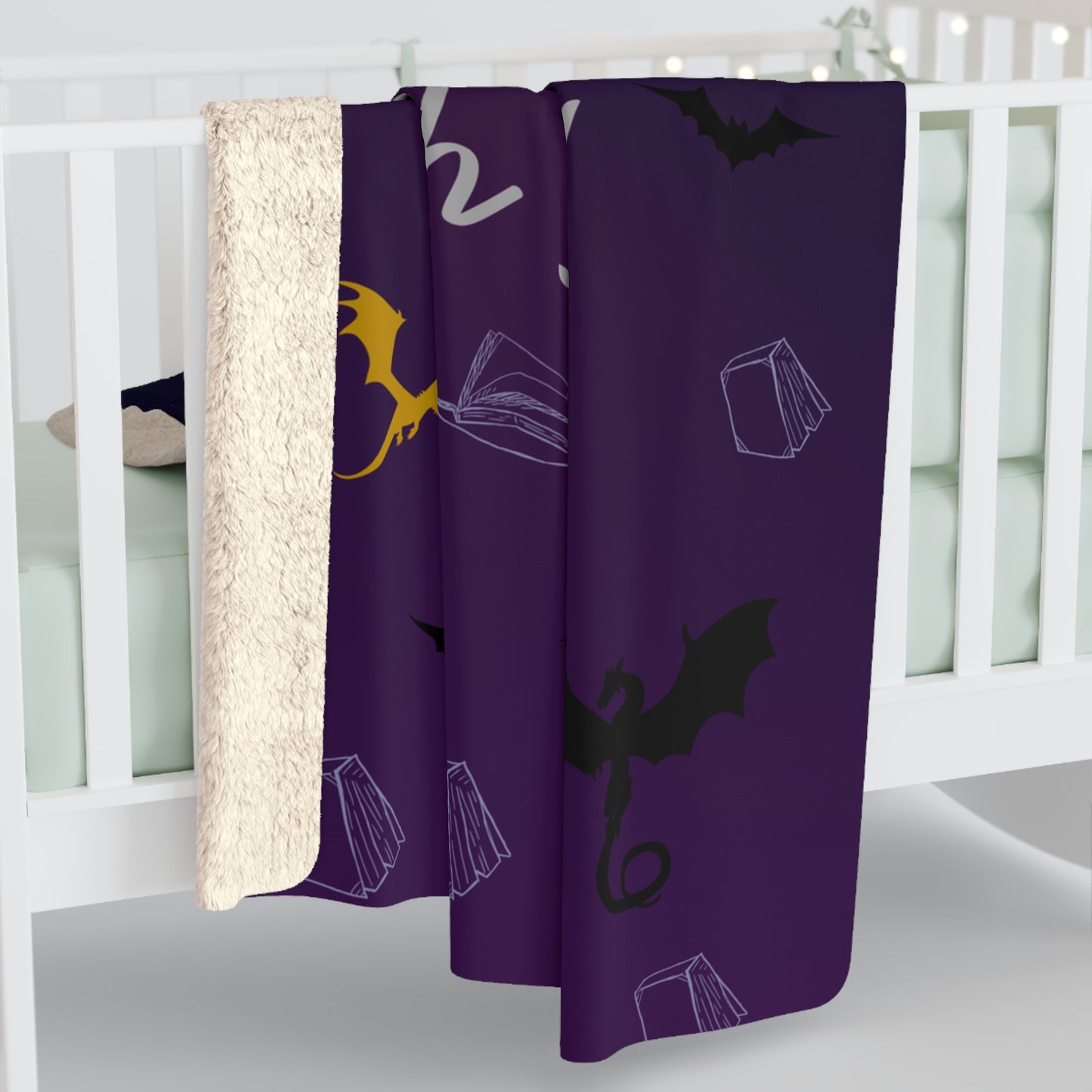 Cozy Sherpa Fleece Blanket: Bat Boys, Dragons, and Fae, Perfect for Fall, Halloween, Cozy Nights, Gift for Fantasy Lovers