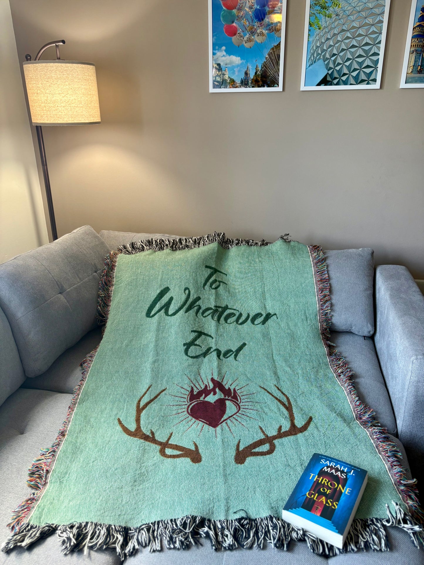 Licensed throne of glass Cozy Woven Blanket | To Whatever End | Perfect for Home Decor, Gifts, Throw Blanket, Rustic Vibes, Comfort, Sarah j Maas merch