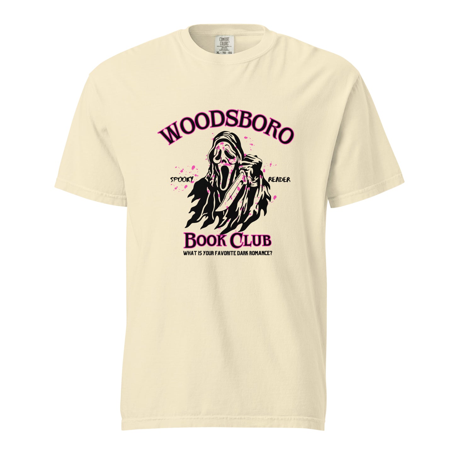 woodsboro book club comfort colors shirt / ghostface inspired shirt/ halloween shirt/ spooky season
