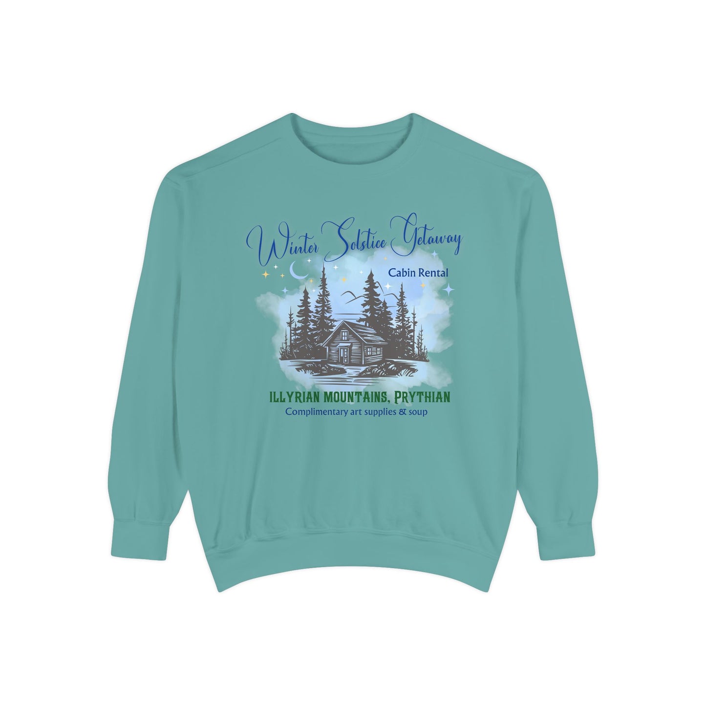 Winter Solstice Getaway Sweatshirt — Cabin Retreat Graphic Crewneck/acotar shirt / feyre/ night court