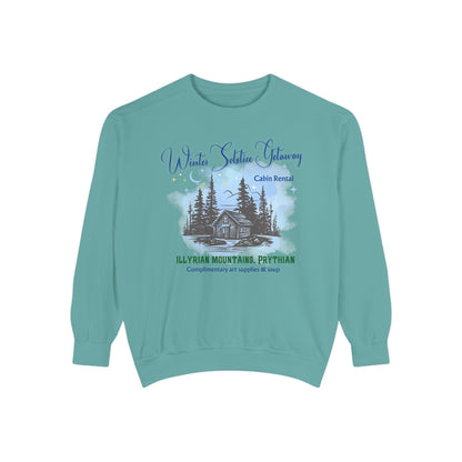 Winter Solstice Getaway Sweatshirt — Cabin Retreat Graphic Crewneck/acotar shirt / feyre/ night court