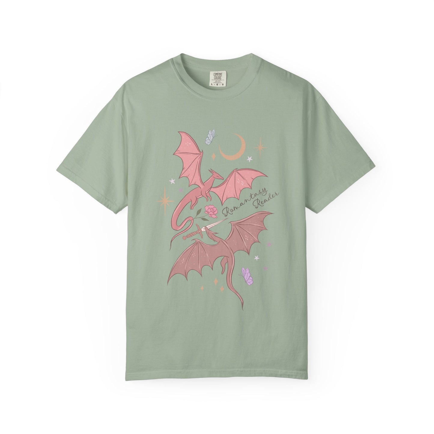Pink Bat Illustration T-shirt | Crescent Moon, Crystals, Gothic Cute