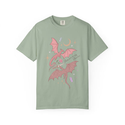Pink Bat Illustration T-shirt | Crescent Moon, Crystals, Gothic Cute