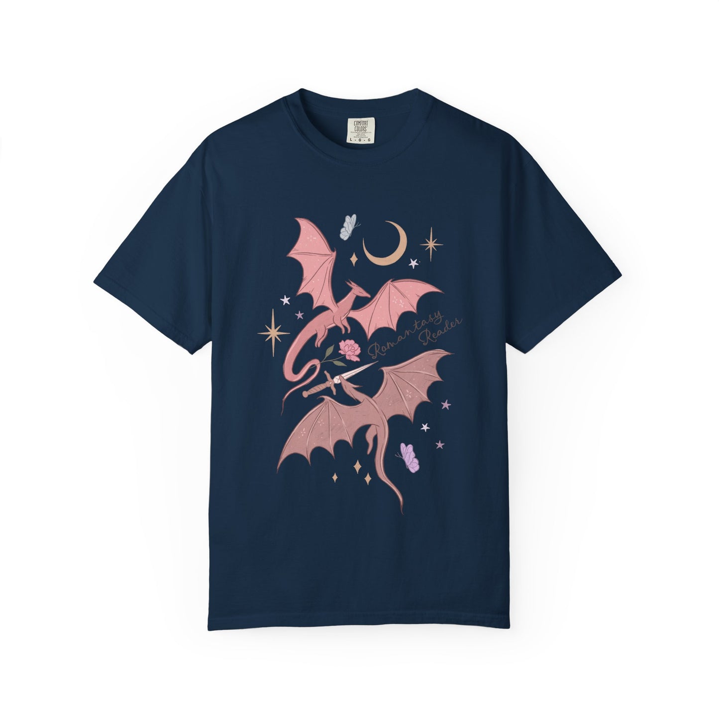 Pink Bat Illustration T-shirt | Crescent Moon, Crystals, Gothic Cute