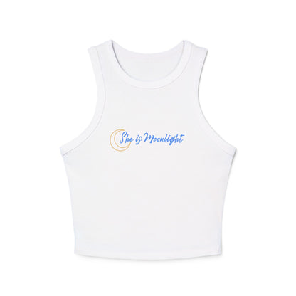 She is Moonlight Racer Tank Top, Women's Crop Top, Summer Shirt, Festival Wear, Eco-Friendly Top, Gift for Her
