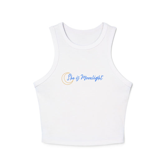 She is Moonlight Racer Tank Top, Women's Crop Top, Summer Shirt, Festival Wear, Eco-Friendly Top, Gift for Her