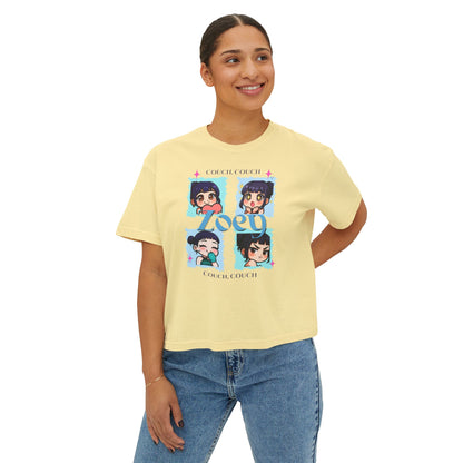 Couch Potato Women's Boxy Tee, Cute Graphic T-Shirt, Gift for Her, Casual Daywear, Anime Lover Top, Cozy Lounge Apparel