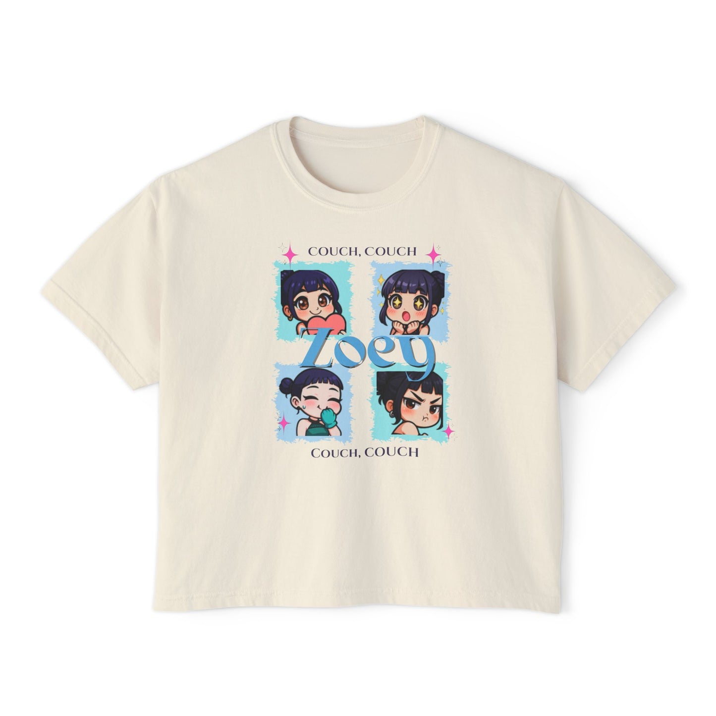 Couch Potato Women's Boxy Tee, Cute Graphic T-Shirt, Gift for Her, Casual Daywear, Anime Lover Top, Cozy Lounge Apparel