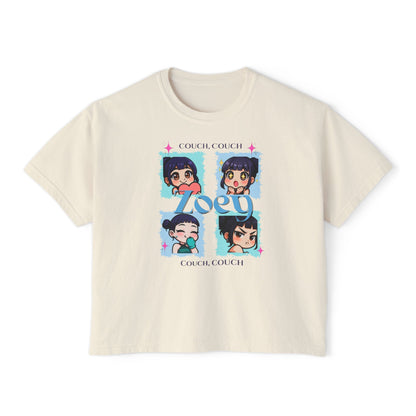 Couch Potato Women's Boxy Tee, Cute Graphic T-Shirt, Gift for Her, Casual Daywear, Anime Lover Top, Cozy Lounge Apparel
