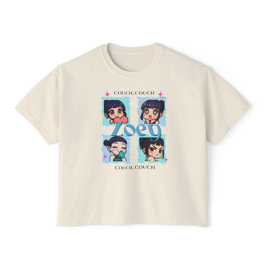Couch Potato Women's Boxy Tee, Cute Graphic T-Shirt, Gift for Her, Casual Daywear, Anime Lover Top, Cozy Lounge Apparel