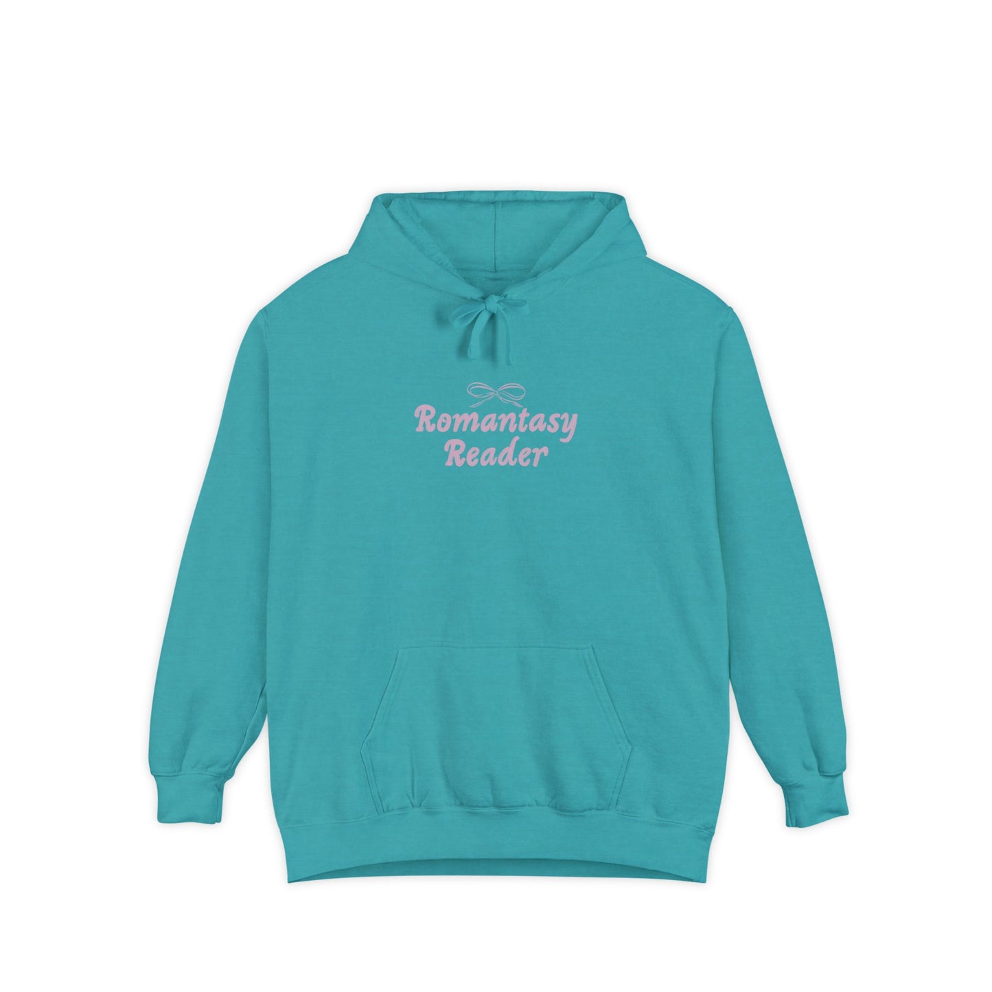 Romantasy Reader Hoodie — Pink Script Front & Bat Moon Back