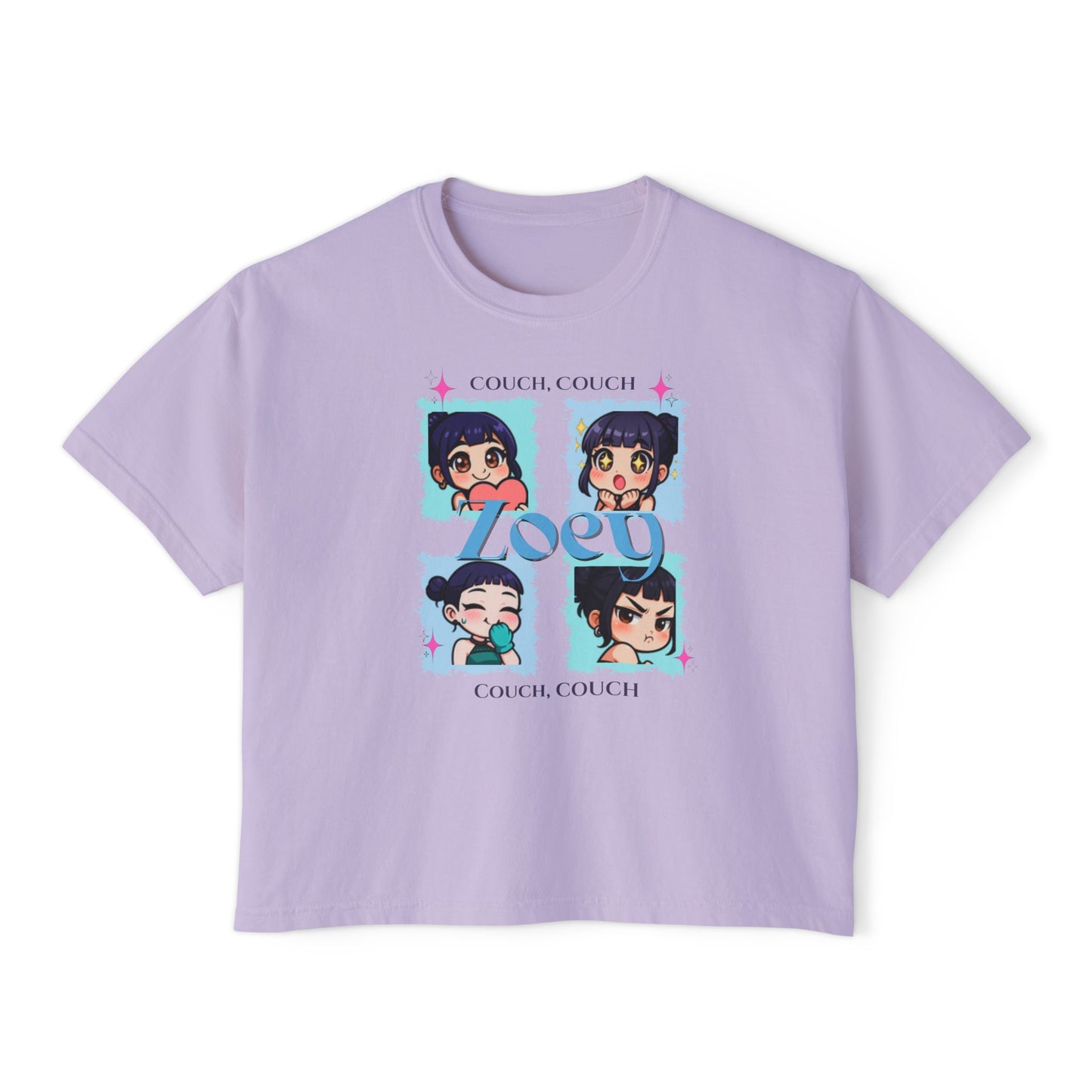 Couch Potato Women's Boxy Tee, Cute Graphic T-Shirt, Gift for Her, Casual Daywear, Anime Lover Top, Cozy Lounge Apparel