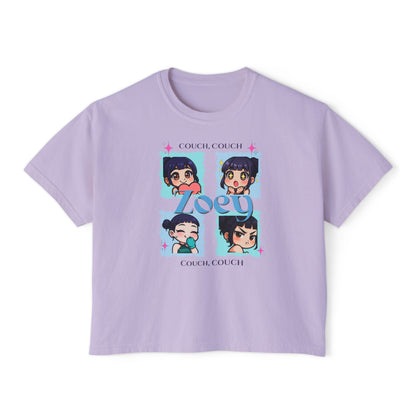 Couch Potato Women's Boxy Tee, Cute Graphic T-Shirt, Gift for Her, Casual Daywear, Anime Lover Top, Cozy Lounge Apparel