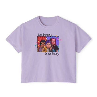 Slay Demons Boxy Tee | Women's Graphic Shirt, Casual Style, Trendy Top, Gifts for Her, Summer Fashion