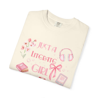 Just a Literate Girl T-Shirt, Literary Gift, Book Lover Tee, Cute Top for Readers, Gift for Students, Bookworm Apparel