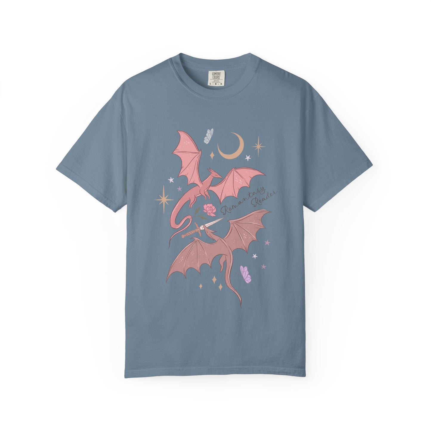Pink Bat Illustration T-shirt | Crescent Moon, Crystals, Gothic Cute