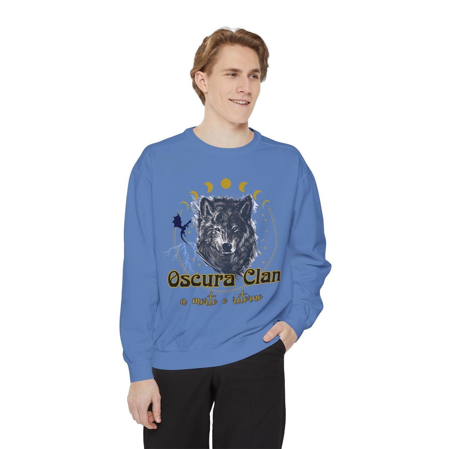 Wolf Clan Sweatshirt, Cozy Unisex Pullover, Nature Lovers Apparel, Gift for Outdoorsy Friends, Celestial Design Sweatshirt