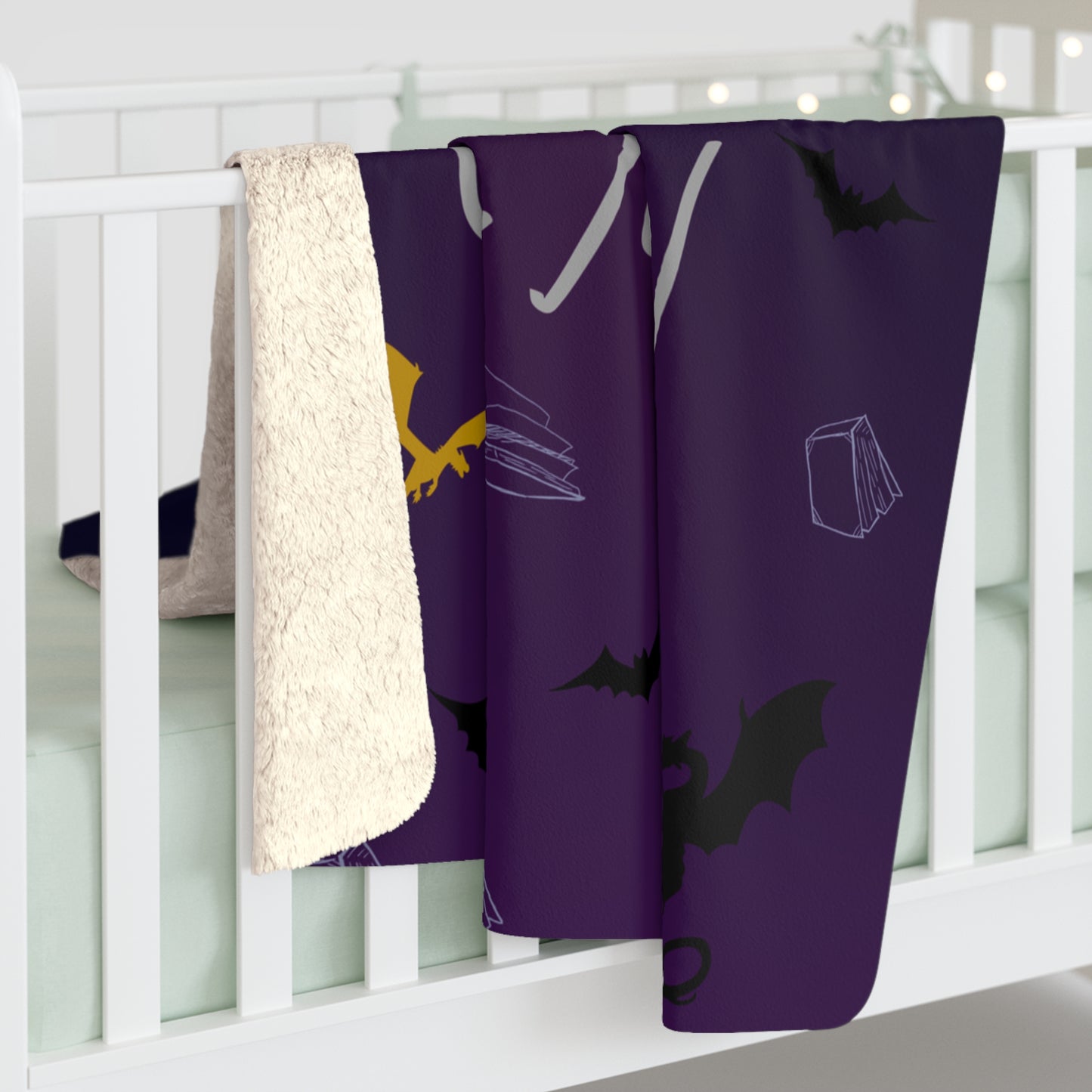 Cozy Sherpa Fleece Blanket: Bat Boys, Dragons, and Fae, Perfect for Fall, Halloween, Cozy Nights, Gift for Fantasy Lovers