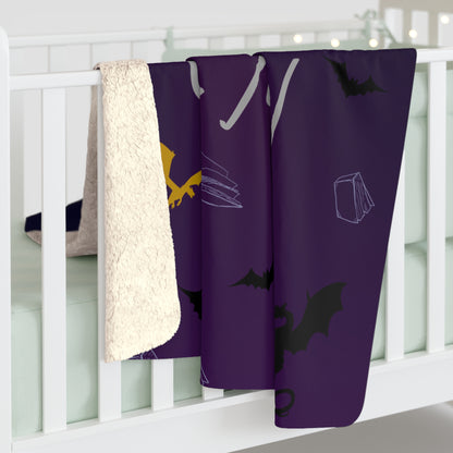 Cozy Sherpa Fleece Blanket: Bat Boys, Dragons, and Fae, Perfect for Fall, Halloween, Cozy Nights, Gift for Fantasy Lovers