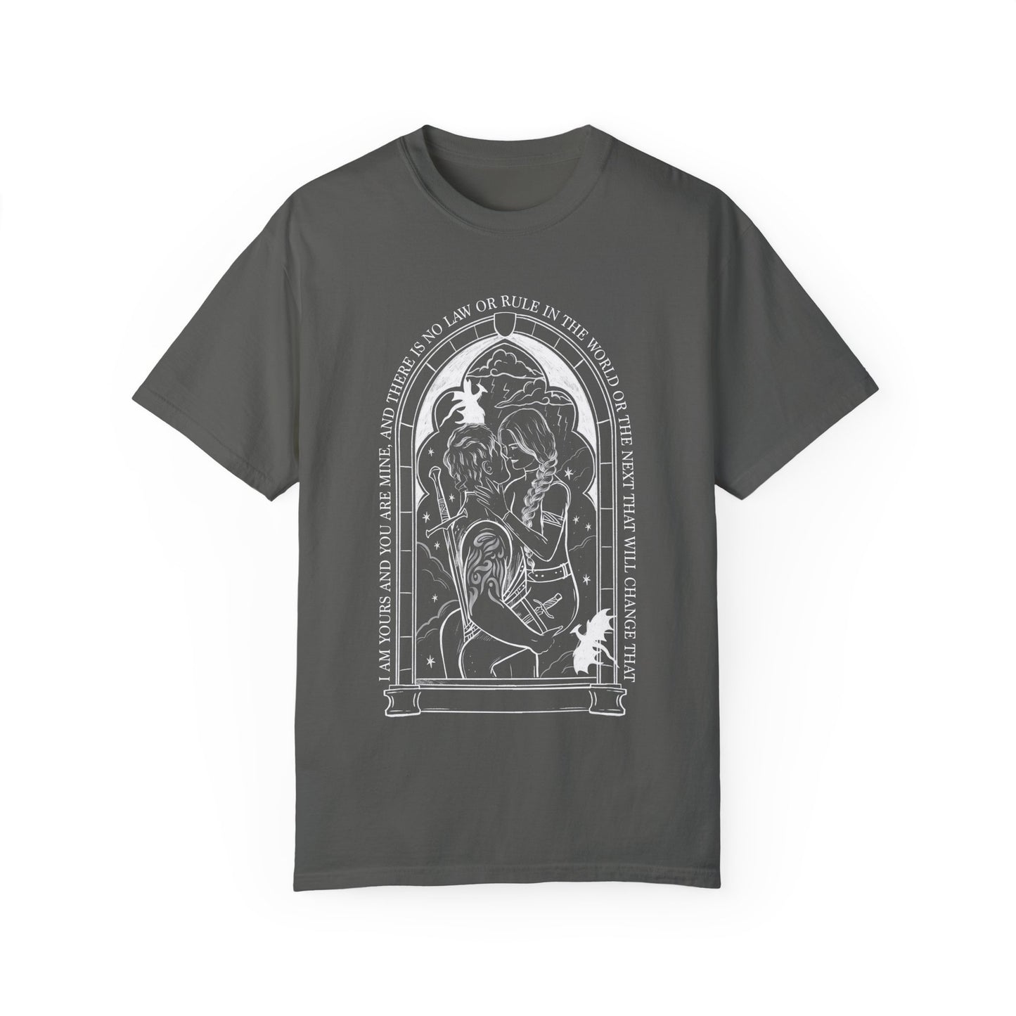 Violet comfort colors shirt/ dragon book inspired/ books and dragons/ lightning wielder/ i will not die today, i will save him