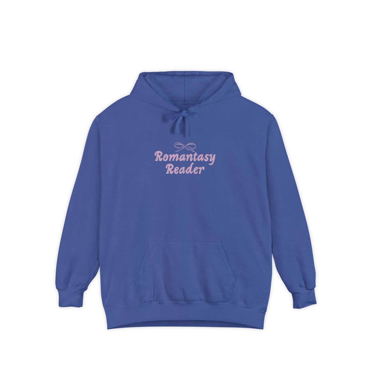 Romantasy Reader Hoodie — Pink Script Front & Bat Moon Back