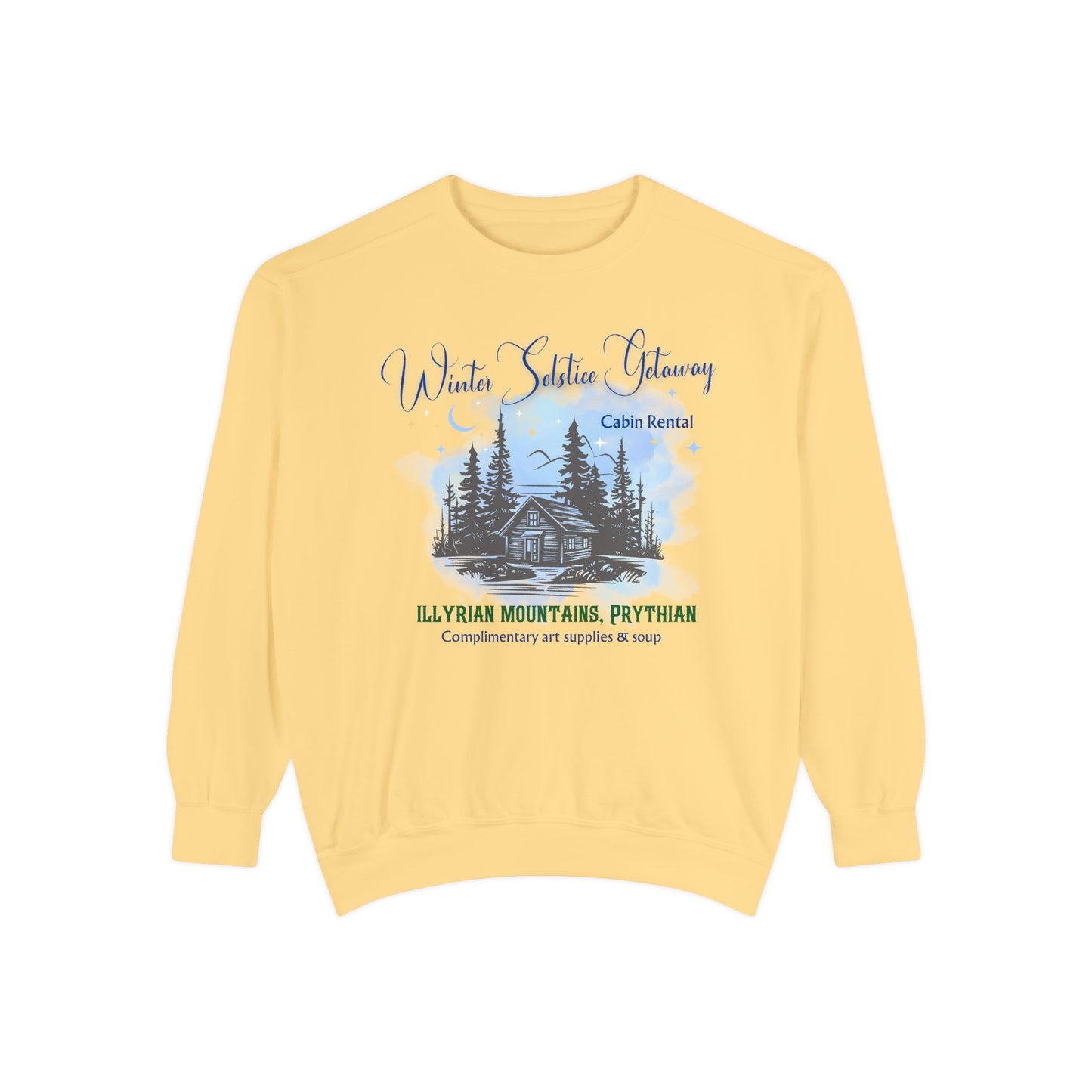 Winter Solstice Getaway Sweatshirt — Cabin Retreat Graphic Crewneck/acotar shirt / feyre/ night court