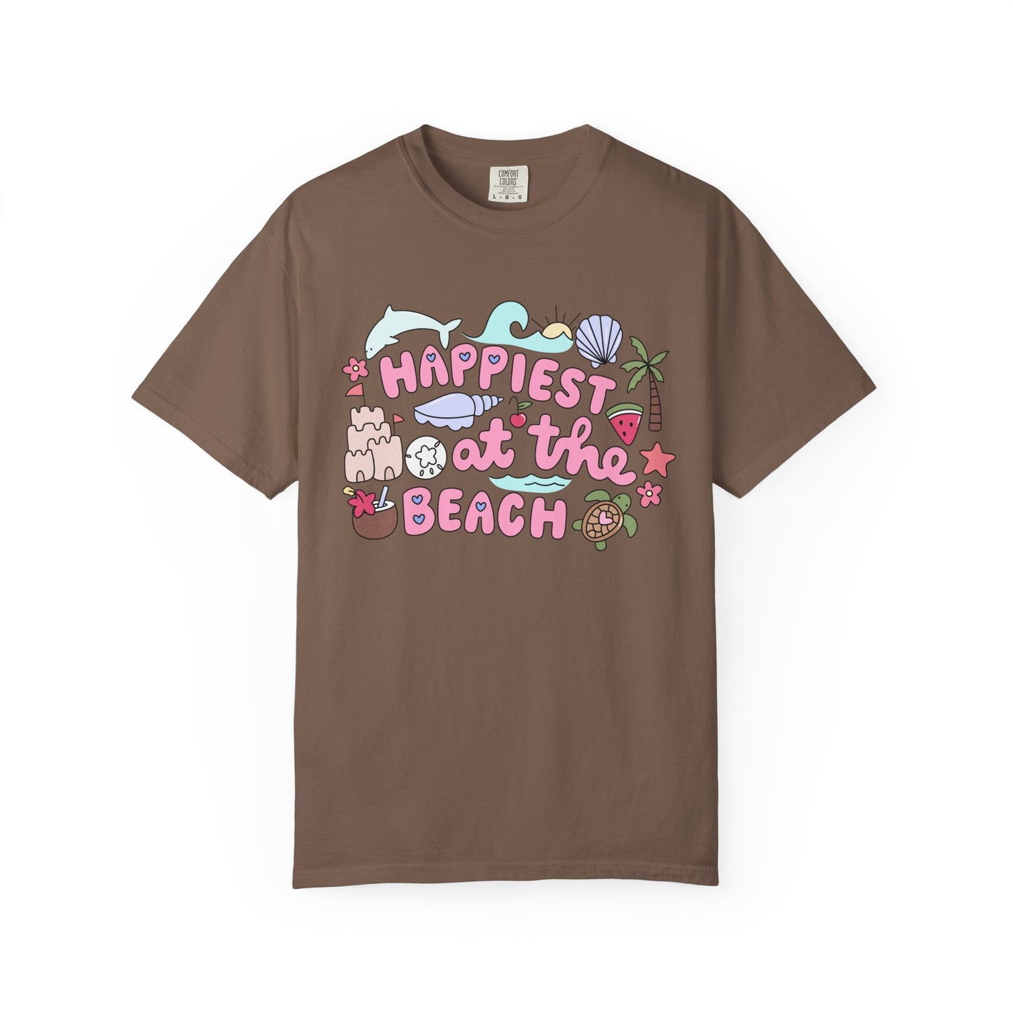 Happiest at the Beach T-shirt | Unisex Garment-Dyed Tee | Summer Vibes, Beach Lovers, Gift for Vacation, Casual Wear