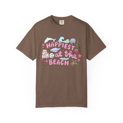 Happiest at the Beach T-shirt | Unisex Garment-Dyed Tee | Summer Vibes, Beach Lovers, Gift for Vacation, Casual Wear