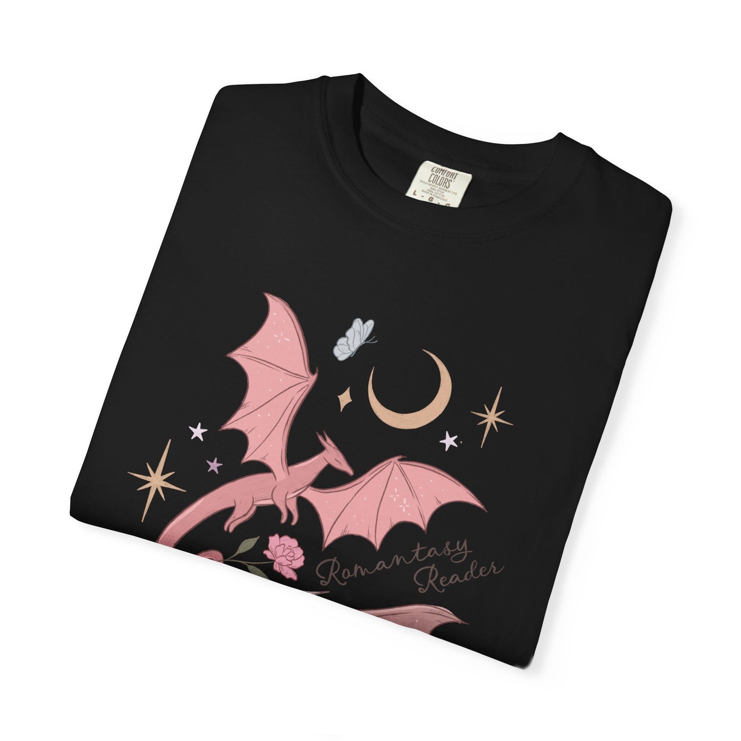 Pink Bat Illustration T-shirt | Crescent Moon, Crystals, Gothic Cute