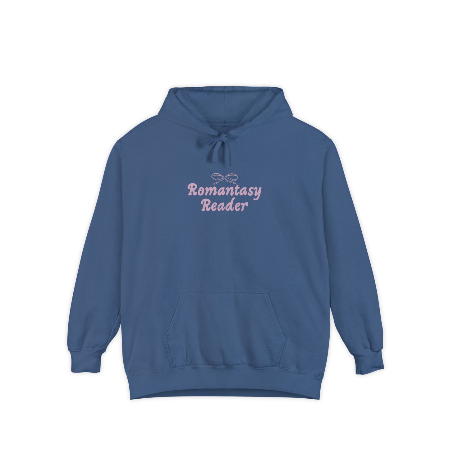 Romantasy Reader Hoodie — Pink Script Front & Bat Moon Back