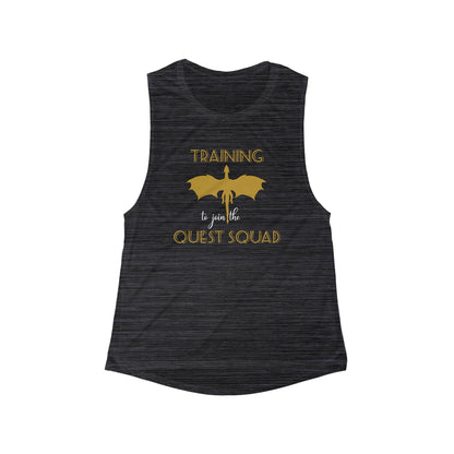 Quest Squad Training Flowy Tank, Workout Top, Fitness Tee, Dragon Lover Gift, Summer Tank, Casual Gym Wear