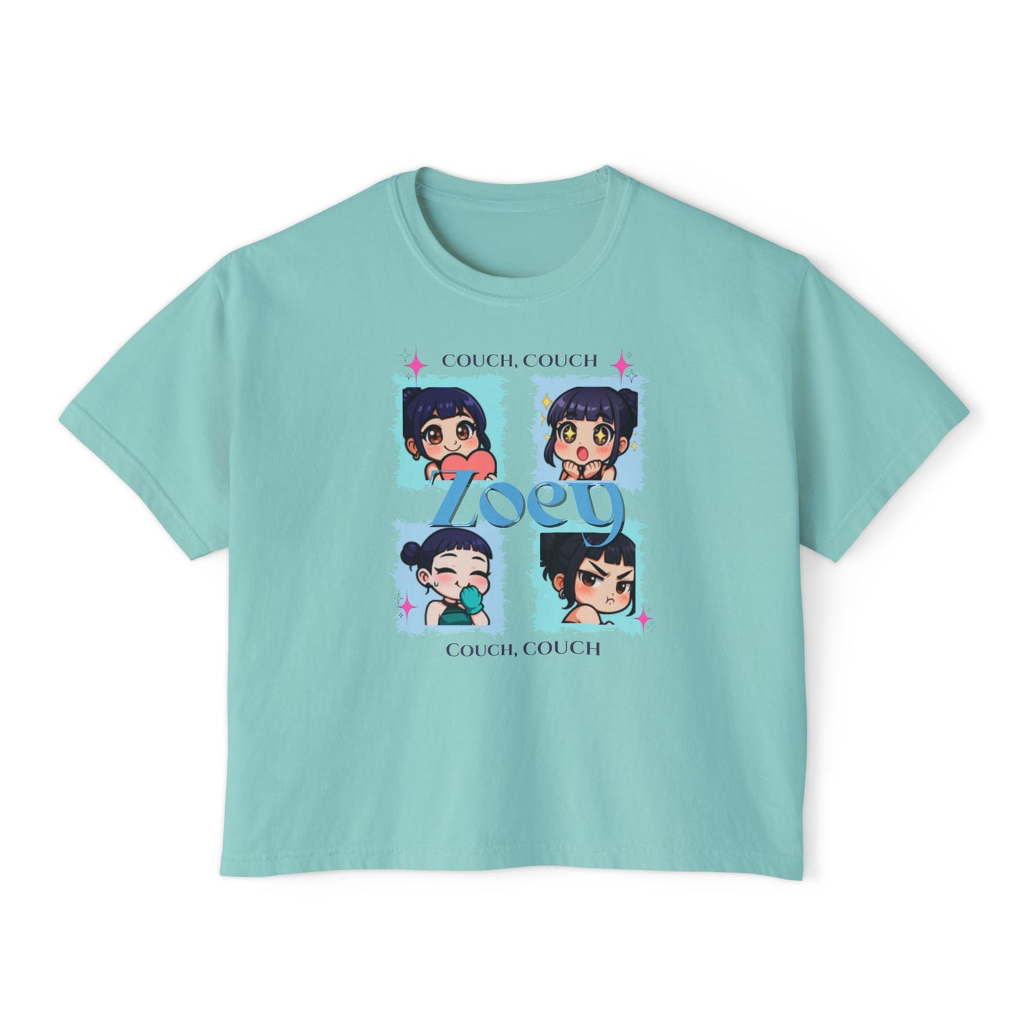 Couch Potato Women's Boxy Tee, Cute Graphic T-Shirt, Gift for Her, Casual Daywear, Anime Lover Top, Cozy Lounge Apparel