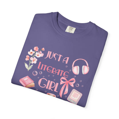 Just a Literate Girl T-Shirt, Literary Gift, Book Lover Tee, Cute Top for Readers, Gift for Students, Bookworm Apparel