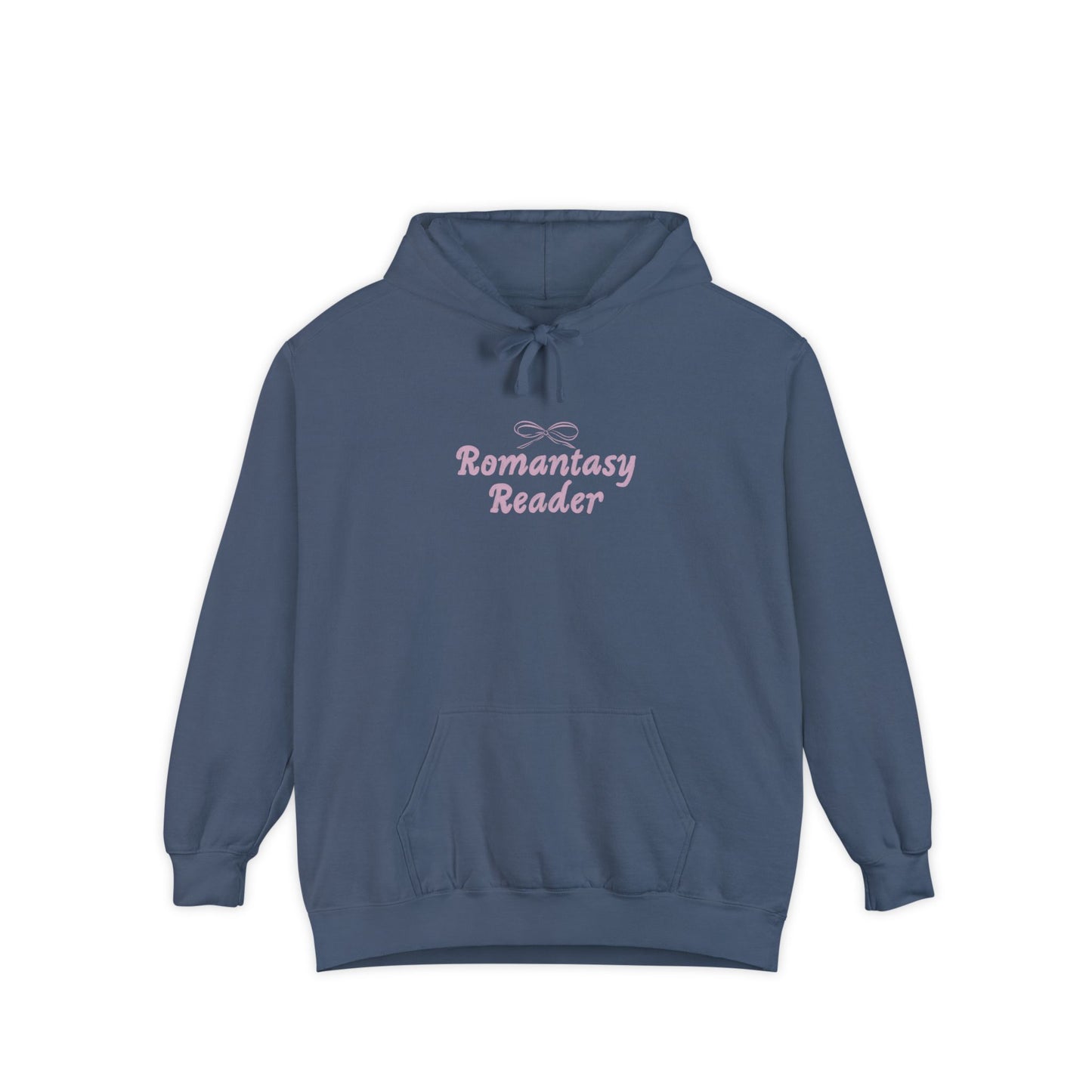 Romantasy Reader Hoodie — Pink Script Front & Bat Moon Back