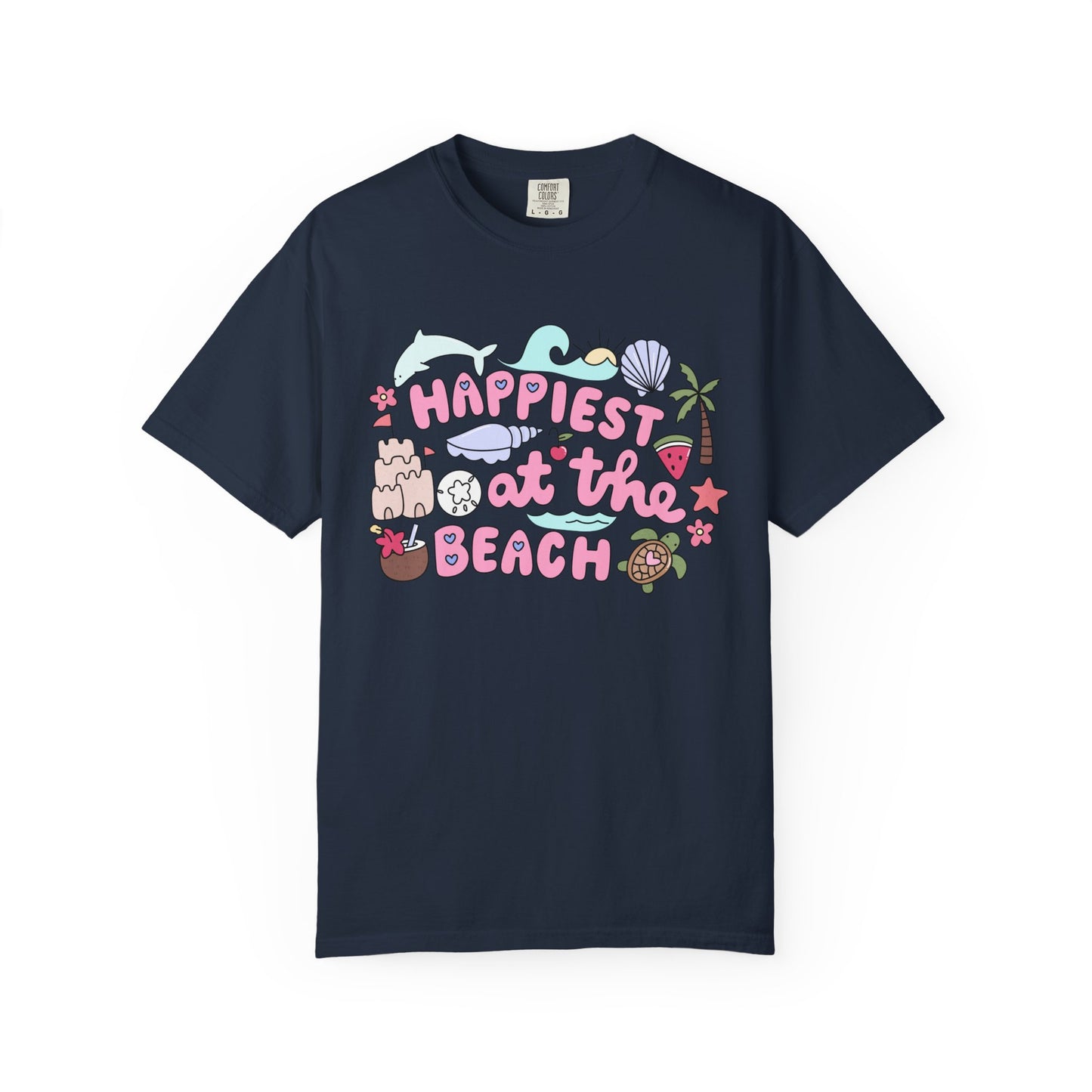 Happiest at the Beach T-shirt | Unisex Garment-Dyed Tee | Summer Vibes, Beach Lovers, Gift for Vacation, Casual Wear