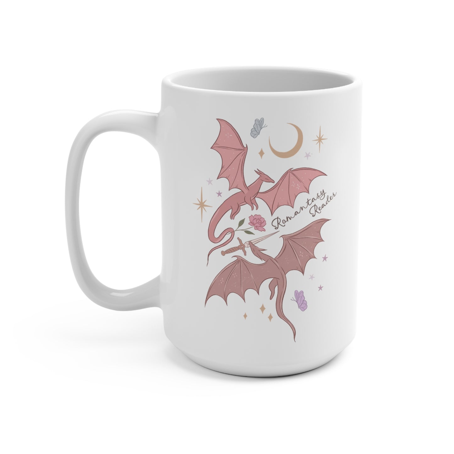 Cute Bat Pattern Mug 15oz | Halloween Night, Stars & Hearts