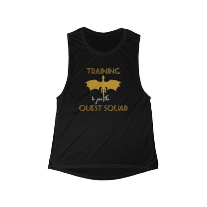 Quest Squad Training Flowy Tank, Workout Top, Fitness Tee, Dragon Lover Gift, Summer Tank, Casual Gym Wear