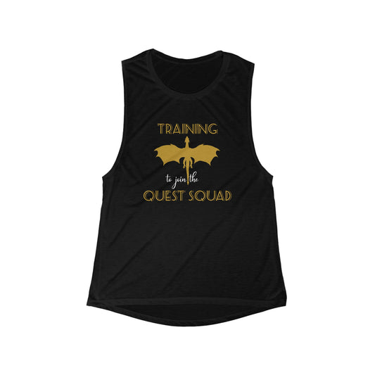 Quest Squad Training Flowy Tank, Workout Top, Fitness Tee, Dragon Lover Gift, Summer Tank, Casual Gym Wear