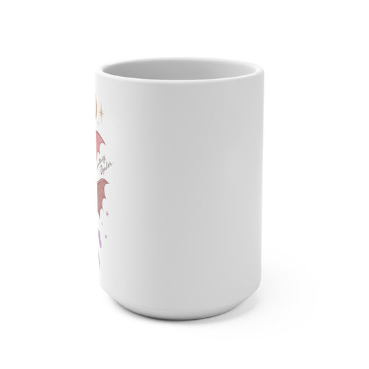 Cute Bat Pattern Mug 15oz | Halloween Night, Stars & Hearts