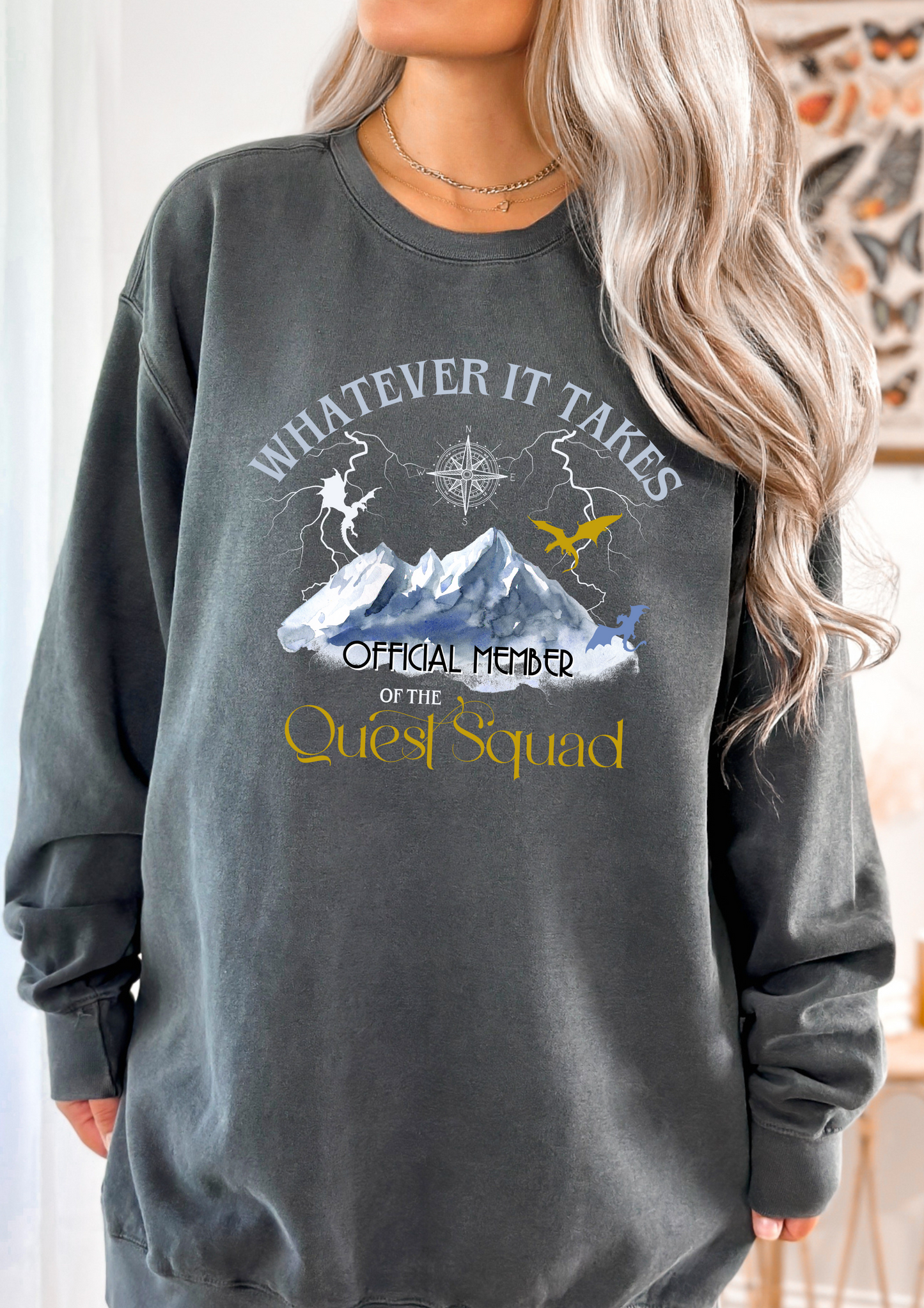 Quest Squad comfort colors sweatshirt/ dragon book inspired/ books and dragons/ lightning wielder/ ridoc quest squad/ onyx storm book