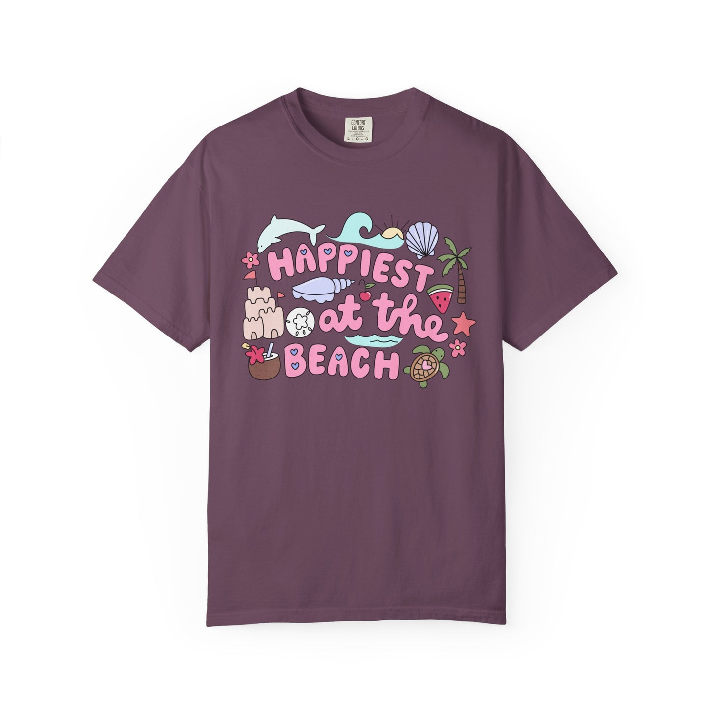 Happiest at the Beach T-shirt | Unisex Garment-Dyed Tee | Summer Vibes, Beach Lovers, Gift for Vacation, Casual Wear