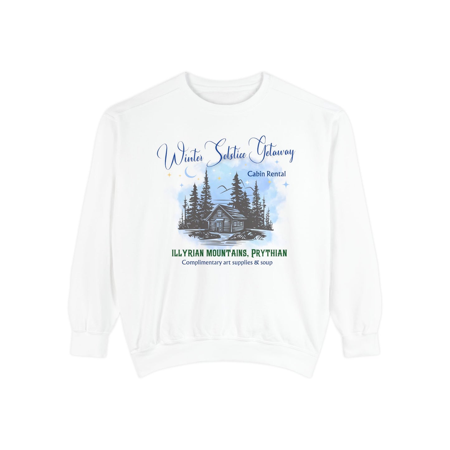 Winter Solstice Getaway Sweatshirt — Cabin Retreat Graphic Crewneck/acotar shirt / feyre/ night court