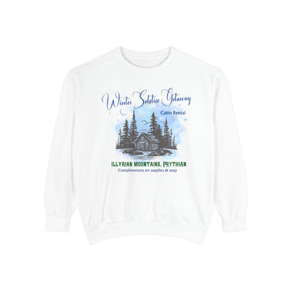 Winter Solstice Getaway Sweatshirt — Cabin Retreat Graphic Crewneck/acotar shirt / feyre/ night court