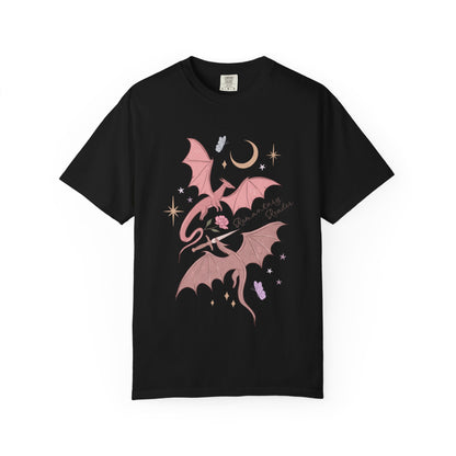 Pink Bat Illustration T-shirt | Crescent Moon, Crystals, Gothic Cute