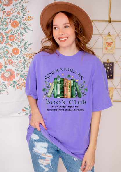 Shenanigans Book Club T-Shirt, St Patricks day shirt, Cozy Reading Shirt, Gift for Book Lovers, Literary Humor Tee, Book Club Merchandise