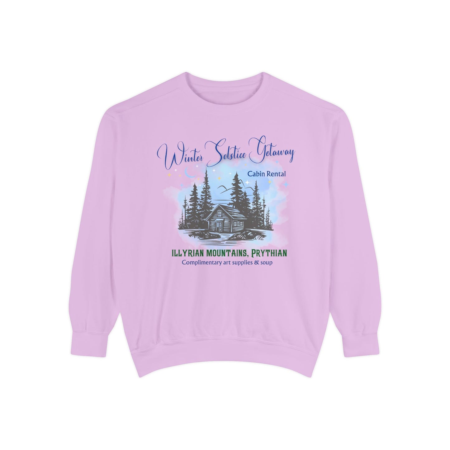 Winter Solstice Getaway Sweatshirt — Cabin Retreat Graphic Crewneck/acotar shirt / feyre/ night court