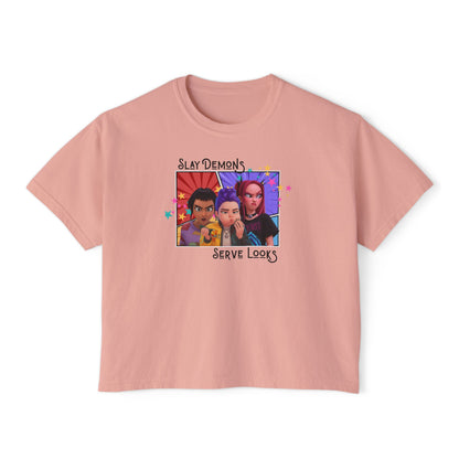 Slay Demons Boxy Tee | Women's Graphic Shirt, Casual Style, Trendy Top, Gifts for Her, Summer Fashion