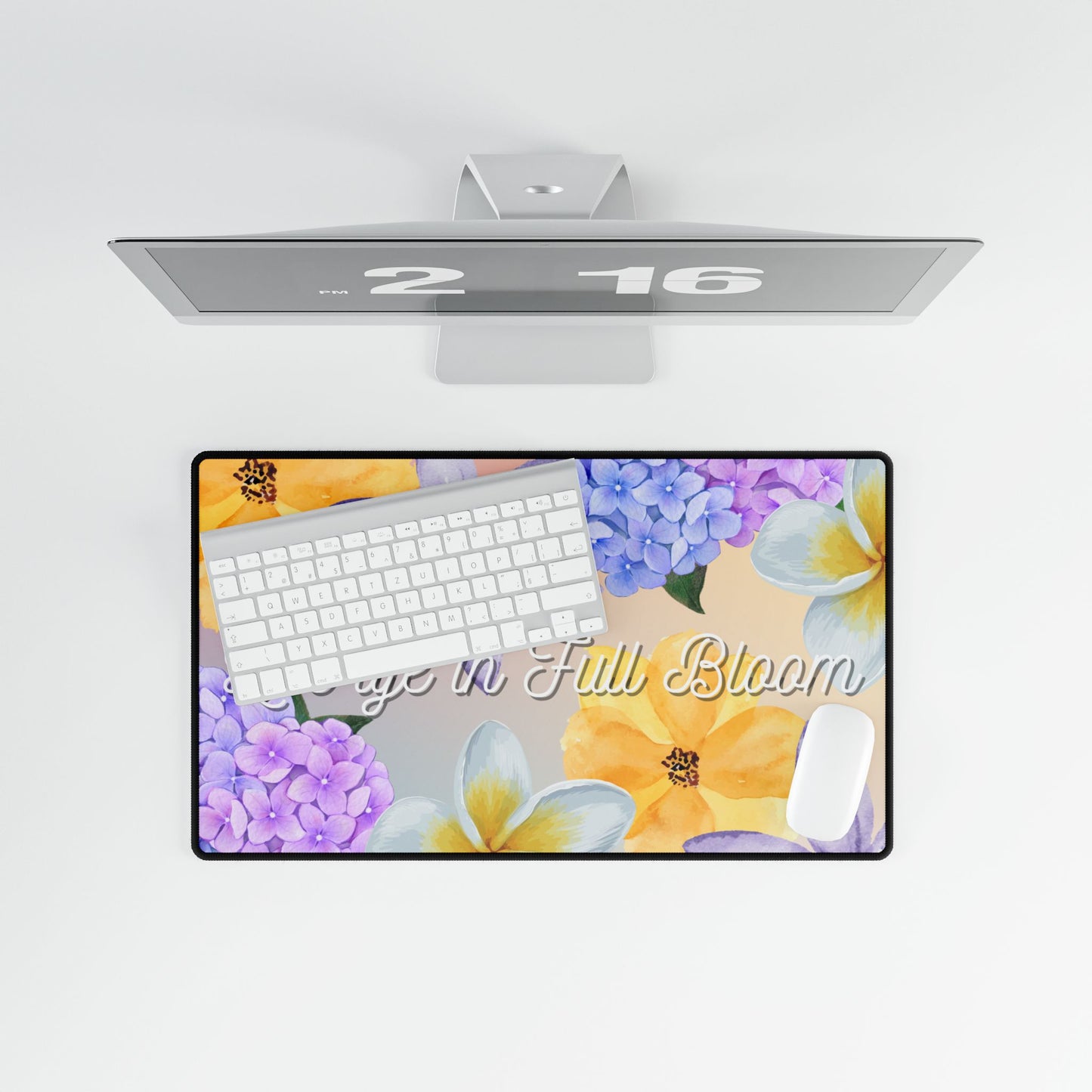 Floral Desk Mat - "Live Life in Full Bloom" - Office Decor, Work Gift, Home Office, Student Supplies, Mother's Day
