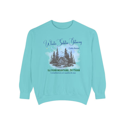 Winter Solstice Getaway Sweatshirt — Cabin Retreat Graphic Crewneck/acotar shirt / feyre/ night court