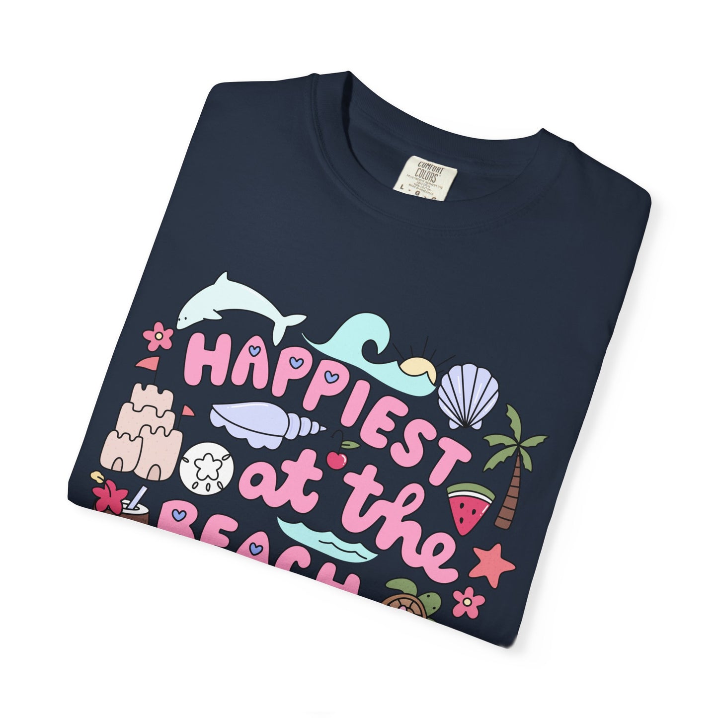 Happiest at the Beach T-shirt | Unisex Garment-Dyed Tee | Summer Vibes, Beach Lovers, Gift for Vacation, Casual Wear